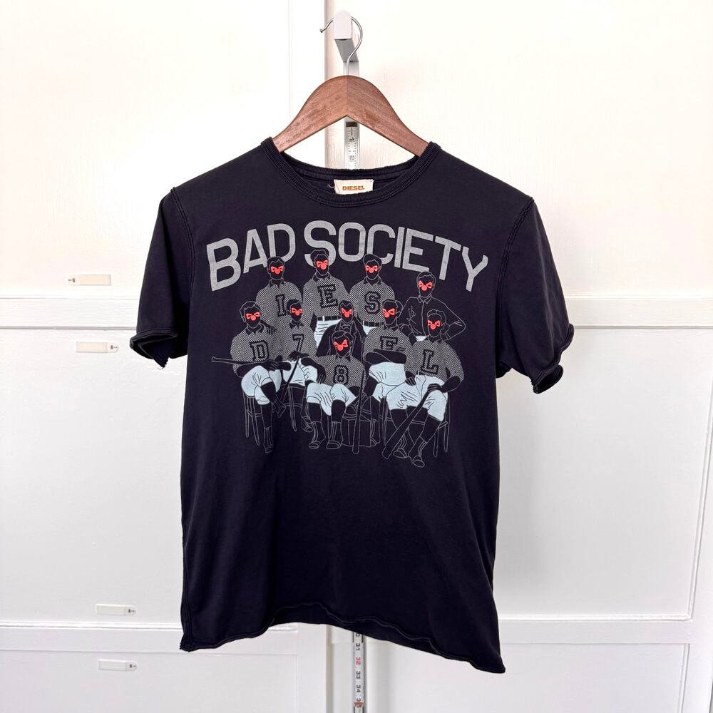 Y2k Vintage Diesel Bad Society Distressed T-Shirt Sz Medium